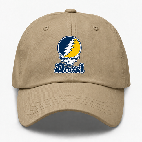 Drexel Stealie Premium Unisex Dad Hat — Design: Drexel University — Khaki