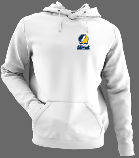 Drexel Stealie Premium Unisex Hoodie — Design: Drexel University — White/Grey