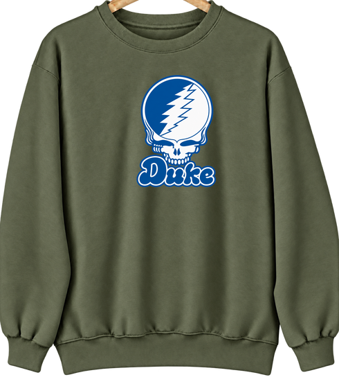 Duke Stealie Premium Unisex Crewneck — Design: Duke University — Military Green