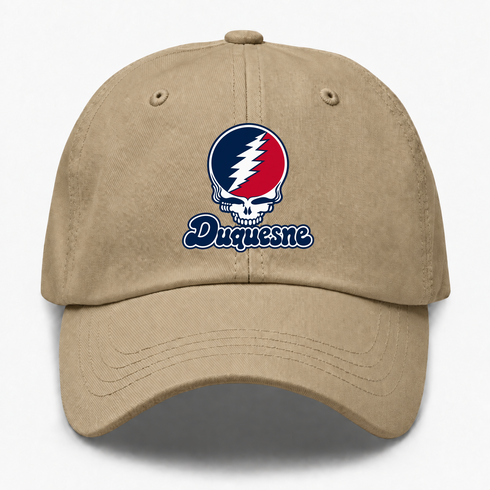 Duquesne Stealie Premium Unisex Dad Hat — Design: Duquesne University — Khaki