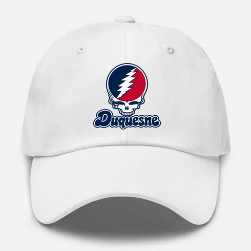 Duquesne Stealie Premium Unisex Dad Hat — Design: Duquesne University — White