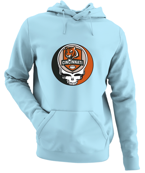 Cincinnati Football - Premium Grateful Dead Hoodie - Light Blue - 1