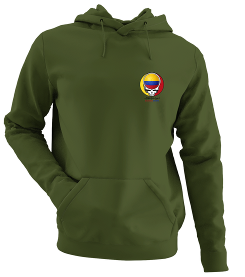 Colombia FIFA World Cup - Premium Grateful Dead Left Chest Hoodie - Military Green