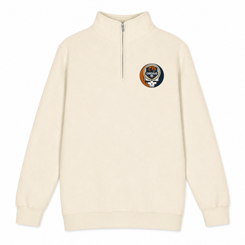 Chicago Football - Premium Grateful Dead Quarter-Zip Pullover - Sand - 1