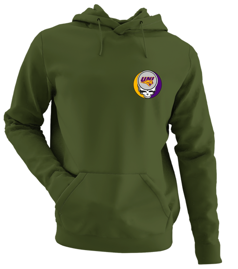 University of Northern Iowa - Premium Grateful Dead Left Chest Hoodie - Military Green - 7