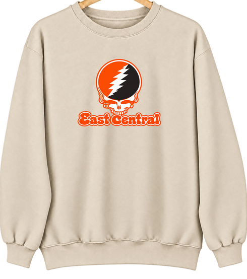 East Central Stealie Premium Unisex Crewneck — Design: East Central University — Sand