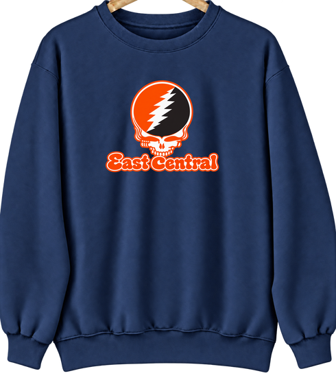 East Central Stealie Premium Unisex Crewneck — Design: East Central University — Navy