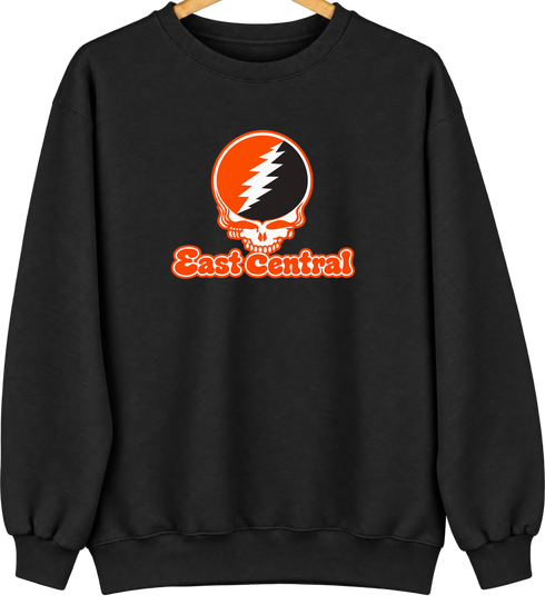 East Central Stealie Premium Unisex Crewneck — Design: East Central University — Black