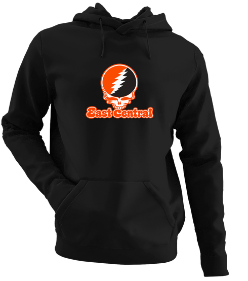 East Central Stealie Premium Unisex Hoodie — Design: East Central University — Black