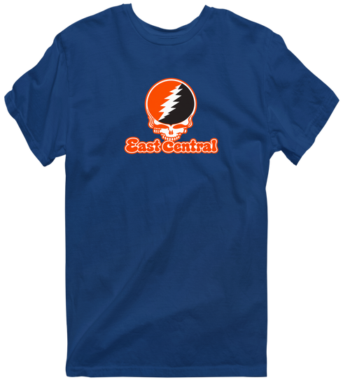 East Central Stealie Premium Unisex T-Shirt — Design: East Central University — Navy