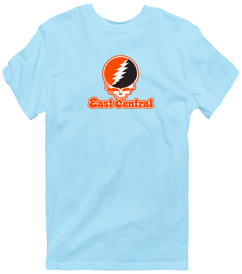 East Central Stealie Premium Unisex T-Shirt — Design: East Central University — Light Blue