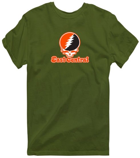 East Central Stealie Premium Unisex T-Shirt — Design: East Central University — Military Green