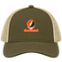 East Central Stealie Premium Unisex Trucker Cap — Design: East Central University — Moss/Khaki