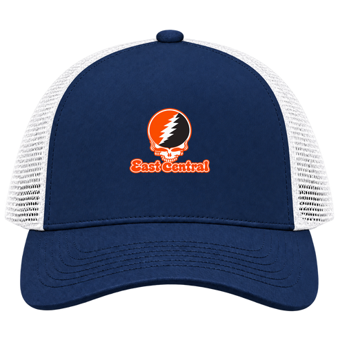 East Central Stealie Premium Unisex Trucker Cap — Design: East Central University — Navy/White