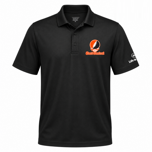 East Central Stealie Premium Unisex Polo — Design: East Central University — Black