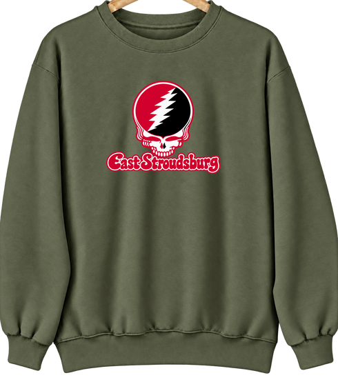 East Stroudsburg Stealie Premium Unisex Crewneck — Design: East Stroudsburg University — Military Green