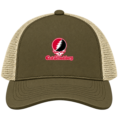 East Stroudsburg Stealie Premium Unisex Trucker Cap — Design: East Stroudsburg University — Moss/Khaki