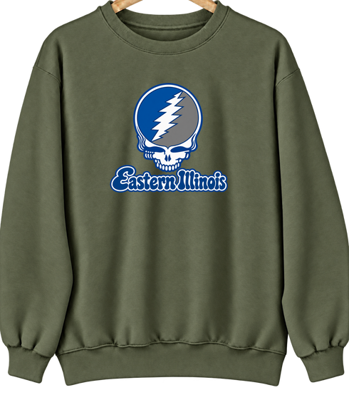Eastern Illinois Stealie Premium Unisex Crewneck — Design: Eastern Illinois University — Military Green