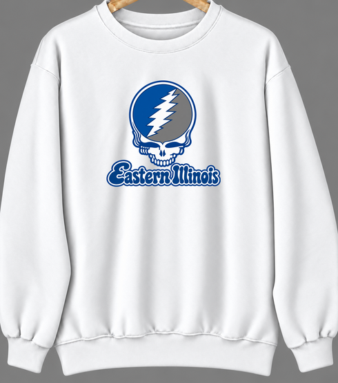 Eastern Illinois Stealie Premium Unisex Crewneck — Design: Eastern Illinois University — White