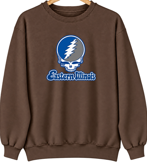 Eastern Illinois Stealie Premium Unisex Crewneck — Design: Eastern Illinois University — Brown