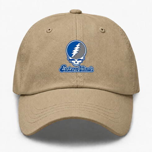 Eastern Illinois Stealie Premium Unisex Dad Hat — Design: Eastern Illinois University — Khaki