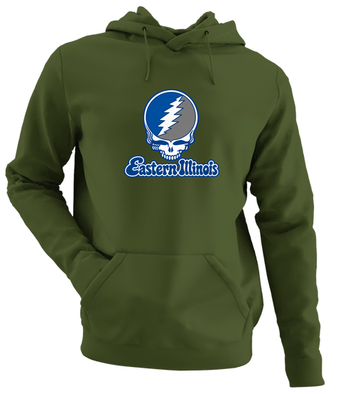 Eastern Illinois Stealie Premium Unisex Hoodie — Design: Eastern Illinois University — Military Green