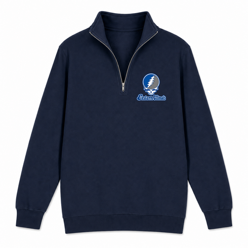 Eastern Illinois Stealie Premium Unisex Quarter-Zip — Design: Eastern Illinois University — Navy