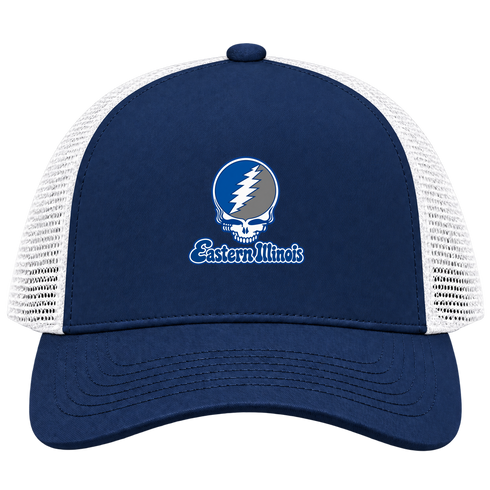 Eastern Illinois Stealie Premium Unisex Trucker Cap — Design: Eastern Illinois University — Navy/White