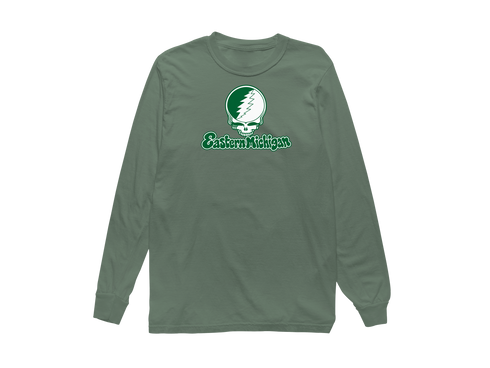 Eastern Michigan Stealie Premium Unisex Long-Sleeve — Design: Eastern Michigan University — Light Green