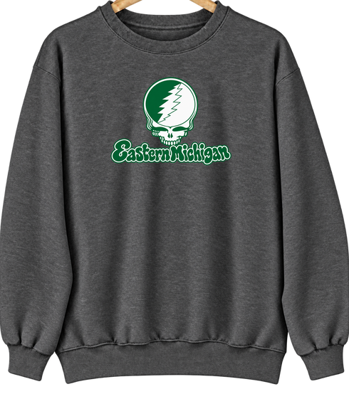 Eastern Michigan Stealie Premium Unisex Crewneck — Design: Eastern Michigan University — Dark Heather