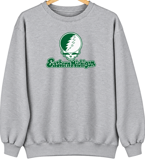 Eastern Michigan Stealie Premium Unisex Crewneck — Design: Eastern Michigan University — Sport Grey