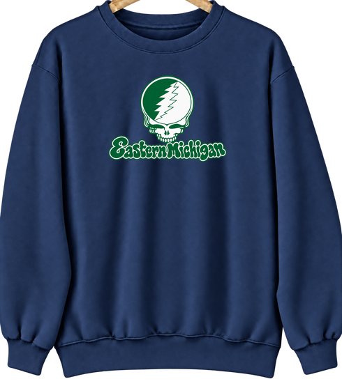 Eastern Michigan Stealie Premium Unisex Crewneck — Design: Eastern Michigan University — Navy