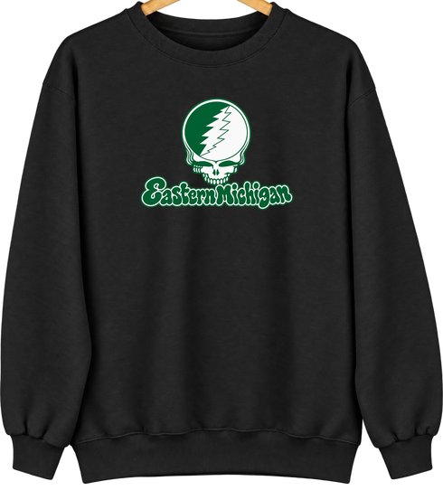 Eastern Michigan Stealie Premium Unisex Crewneck — Design: Eastern Michigan University — Black