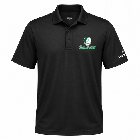 Eastern Michigan Stealie Premium Unisex Polo — Design: Eastern Michigan University — Black