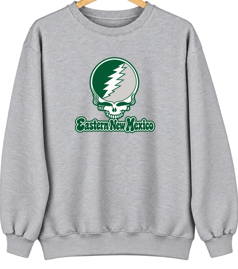 Eastern New Mexico Stealie Premium Unisex Crewneck — Design: Eastern New Mexico University — Sport Grey