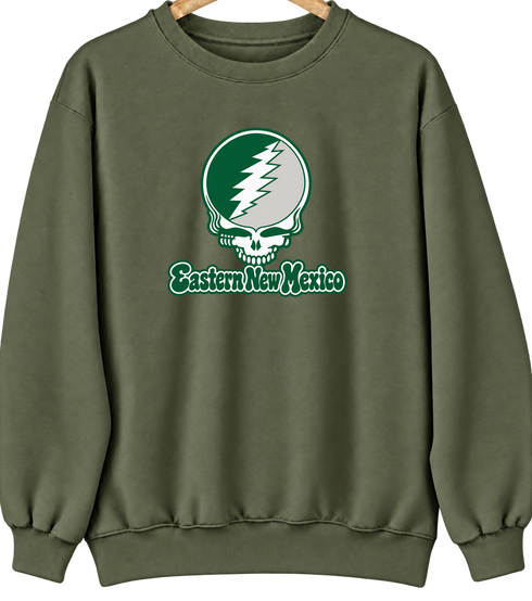 Eastern New Mexico Stealie Premium Unisex Crewneck — Design: Eastern New Mexico University — Military Green