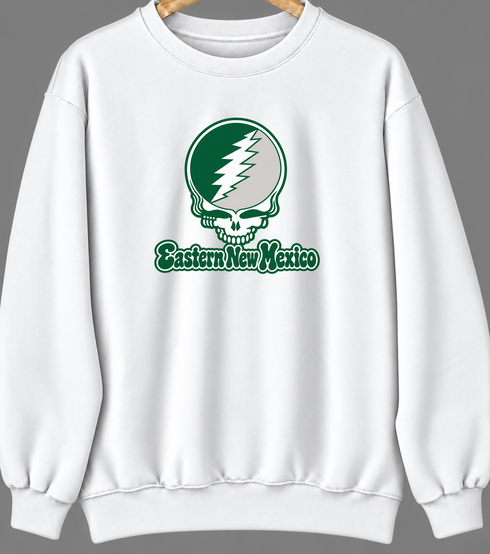 Eastern New Mexico Stealie Premium Unisex Crewneck — Design: Eastern New Mexico University — White