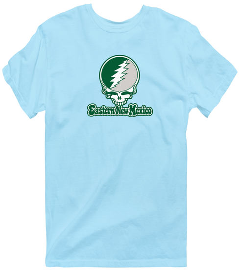 Eastern New Mexico Stealie Premium Unisex T-Shirt — Design: Eastern New Mexico University — Light Blue