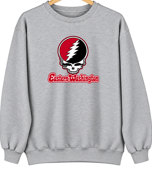 Eastern Washington Stealie Premium Unisex Crewneck — Design: Eastern Washington University — Sport Grey