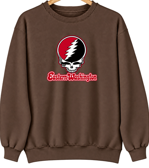 Eastern Washington Stealie Premium Unisex Crewneck — Design: Eastern Washington University — Brown