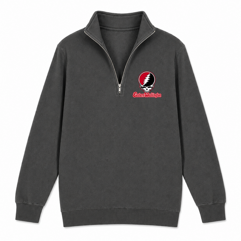 Eastern Washington Stealie Premium Unisex Quarter-Zip — Design: Eastern Washington University — Charcoal