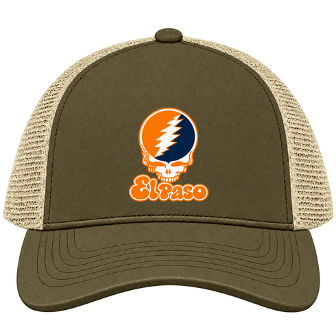 El Paso Stealie Premium Unisex Trucker Cap — Design: Texas at El Paso The University of — Moss/Khaki