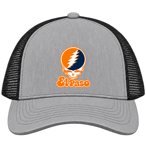 El Paso Stealie Premium Unisex Trucker Cap — Design: Texas at El Paso The University of — Heather Grey/Black