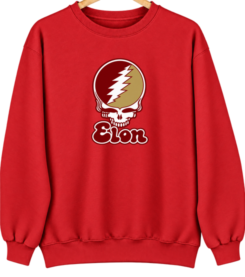 Elon Stealie Premium Unisex Crewneck — Design: Elon University — Red