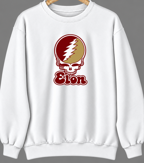 Elon Stealie Premium Unisex Crewneck — Design: Elon University — White