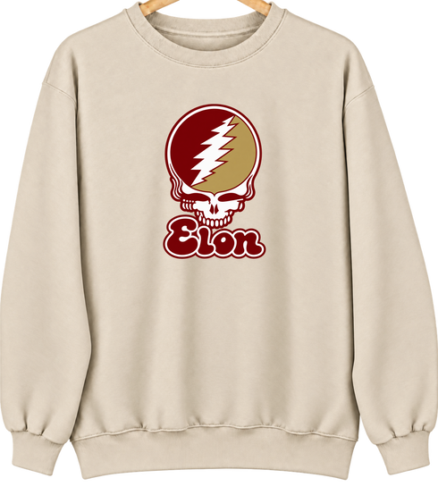 Elon Stealie Premium Unisex Crewneck — Design: Elon University — Sand