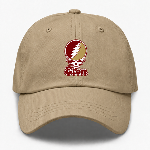 Elon Stealie Premium Unisex Dad Hat — Design: Elon University — Khaki