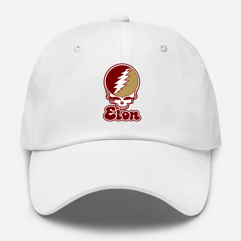 Elon Stealie Premium Unisex Dad Hat — Design: Elon University — White