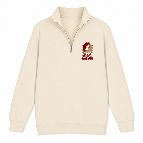 Elon Stealie Premium Unisex Quarter-Zip — Design: Elon University — Sand