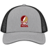 Elon Stealie Premium Unisex Trucker Cap — Design: Elon University — Heather Grey/Black